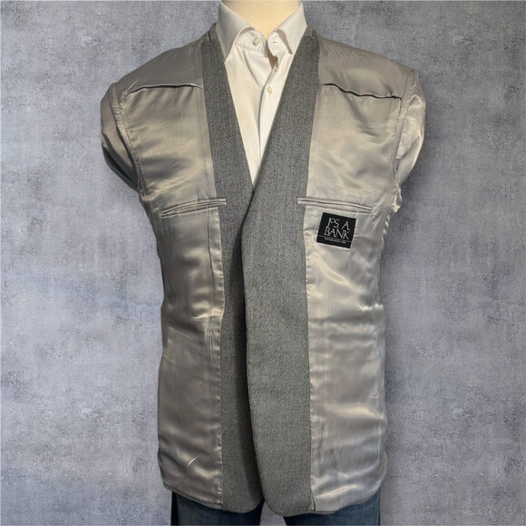 Jos. A. Bank Men's 43R Gray Wool Blazer Sport Coat Two Button Casual Suit Jacket - Picture 16 of 16
